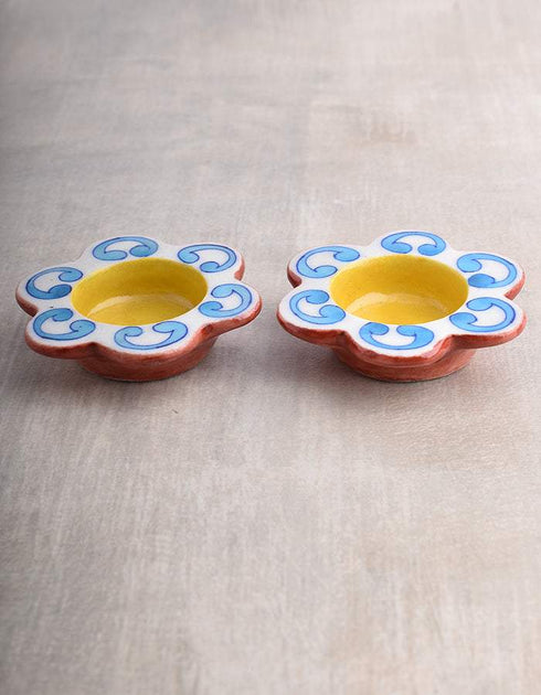 Blue Pottery T-Holder Set Of 2 Pcs.